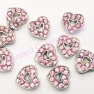 10pc Lot Pink CZ Rhinestone Love Heart Floating Charm Glass Memory Lockets