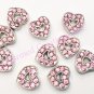 10pc Lot Pink CZ Rhinestone Love Heart Floating Charm Glass Memory Lockets
