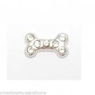 10pc Lot Silver CZ Dog Bone Floating Charm For Glass Memory Locket Necklace