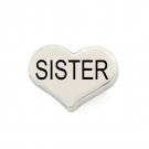 Heart Sister Floating Charm For Our Glass Memory Locket Necklaces & Bracelet