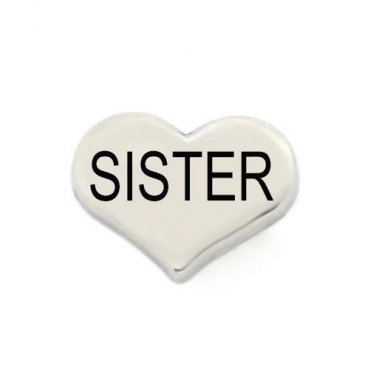 Heart Sister Floating Charm For Our Glass Memory Locket Necklaces & Bracelet