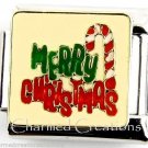 Merry Christmas Candy Cane  9mm Italian Charm Stainless Steel Modular Link