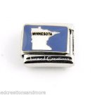 Minnesota State USA Gold Trim 9mm Italian Charm Modular Stainless Steel Link