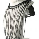 NWT Express Black Rhinestone Multi Strand Collar Choker Necklace