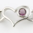 February Purple Birthstone Heart Enhancer 9mm Italian Charm Starter Link