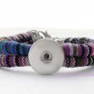 Woven Cloth Interchangeable Snap Bracelet With Dog Clasp Closure For 18mm Snap