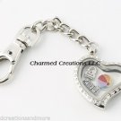Crystal Heart Floating Charm Memory Locket Key Chain With Lobster Dog Clasp