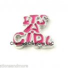 Pink Its A Girl Announcement New Baby Mom Kid Newborn  Floating Charm For Locket