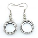 20mm Mini Round Floating Charm Locket Earrings With Stainless Steel Hooks