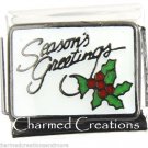 9mm Italian Charm Modular Link Seasons Greetings Holly Christmas Holiday