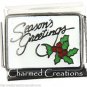 9mm Italian Charm Modular Link Seasons Greetings Holly Christmas Holiday