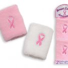 2 Pink Ribbon Breast Cancer Awareness Sport Wrist Sweat Bands Race Fundraiser