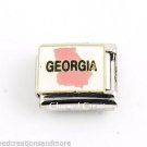 Georgia State USA Gold Trim 9mm Italian Charm Modular Stainless Steel Link