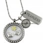 30mm Floating Charm Locket Necklace Be Fearless Tag Laugh Love & Yellow Flower