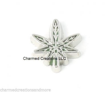 Pot Leaf Marijuana Hemp Floating Charm For Glass Memory Locket