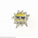 Silver Tone & Yellow Cool Sunshine Floating Charm For Glass Memory Lockets