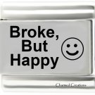 Broke But Happy 9mm Italian Charm Laser Etched Modular Link Smiley Face