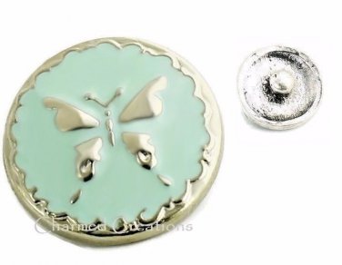 Butterfly For Interchangeable Snap Charm Jewelry Powder Blue 18mm #290