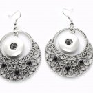 Interchangeable Snap Dangle Earrings Filigree Scroll With Black Rhinestones 18mm