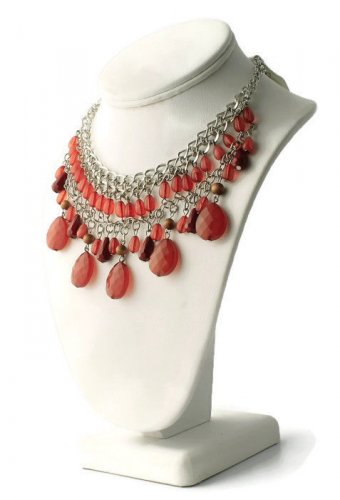 NWT Apt 9 Beaded Teardrop Bib Multi Strand Choker Necklace Cable Curb Links Wood