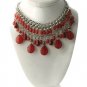 NWT Apt 9 Beaded Teardrop Bib Multi Strand Choker Necklace Cable Curb Links Wood