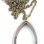 CZ Rainbow Teardrop Stainless Steel Floating Charm Locket & Chain Necklace