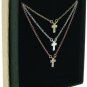 Triple Blessings Tri-Tone Cross Multi Strand Necklace Religious Jewelry In Box