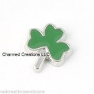 Lucky Clover Shamrock Silver Tone Floating Charm For Glass Memory Lockets