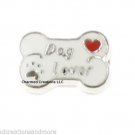 Dog Lover Bone Puppy Pet Paw Print Floating Charm For Glass Memory Locket