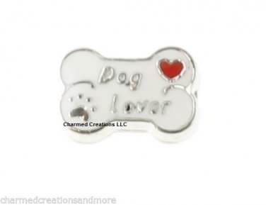 Dog Lover Bone Puppy Pet Paw Print Floating Charm For Glass Memory Locket