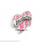 Daughter Heart Love Pink & Silver Floating Charm For Glass Memory Lockets