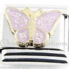 Purple Glitter Butterfly 9mm Italian Charm Stainless Steel Modular Link