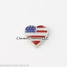 USA US American Flag 4th Of July Heart Floating Charm For Our Memory Lockets