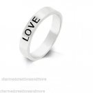 Love Silver White Gold Rhodium Bond 4mm Wide Ring Band Size 5,6,7,8,9