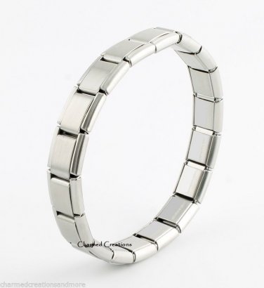 Classic Brushed Matte 9mm Italian Charm Stainless Steel 18 Link Starter Bracelet