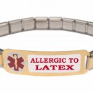 Allergic To Latex 9mm Italian Charm Medical Alert Starter Bracelet S Steel Links