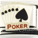 9mm Italian Charm Link Royal Flush Poker Gold Cards Las Vegas Gambling Casino