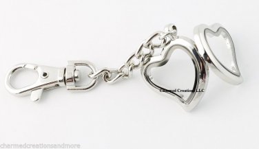 10pc Wholesale Lot Plain Heart Floating Charm Memory Locket Key Chains Dog Clasp