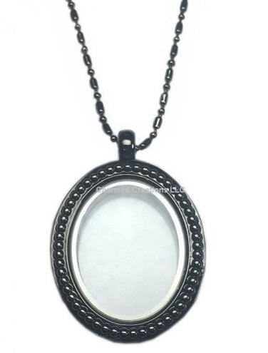 10pc Lot Oval Antiqued Gun Metal Floating Charm Memory Locket & Chain Necklace