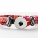Woven Cloth Interchangeable Snap Bracelet With Loop Closure Holds One 18mm Snap