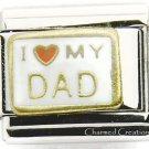 9mm Italian Charm I Love My Dad Red Heart Gold Trim Stainless Steel Modular Link