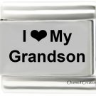 I Love My Grandson 9mm Italian Charm Stainless Steel Laser Etched Link