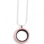 Pink Enamel 30mm Floating Charm Memory Locket Necklace With Chain