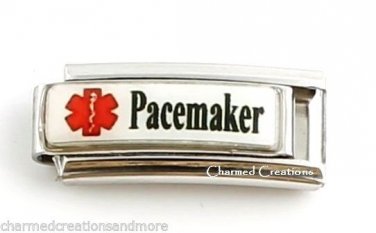 Pacemaker Heart Condition Caduceus Medical Alert ID 9mm Italian Charm Superlink