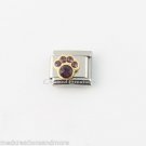 February Purple Dog Paw Animal Print Birthstone Birthday 9mm Italian Charm Link