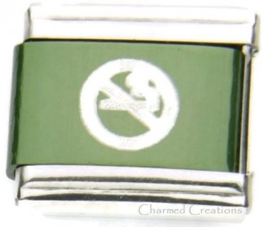 No Smoking Symbol Green 9mm Italian Charm No Cigarettes Sublimation Laser Link