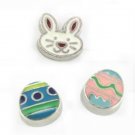 3pc Lot Floating Charms For Lockets Easter Bunny Blue And Pink Eggs