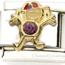 February Boy 9mm Italian Charm Stainless Link Birthstone Birthday Kid Son Purple
