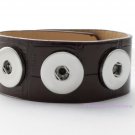 Interchangeable Snap Bracelet Cuff Brown Leatherette Embossed For 3 18mm Snaps