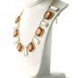NWT Gold Tone Amber Color And Clear Rhinestone Necklace Choker Bib 18-21"